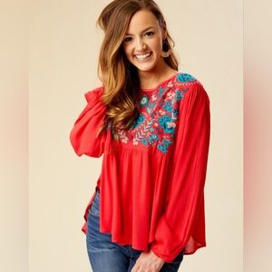 Altar'd State embroidered floral side slit top NWT size S.